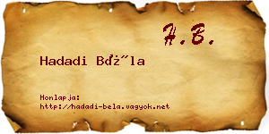 Hadadi Béla névjegykártya